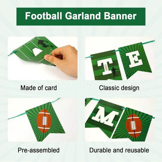 Alt view image 3 of 7 - Football Decorations Porch Sign Banner - Welcome Hanging Door Banner for Sport Theme Party Game Time Festival Party Supplies