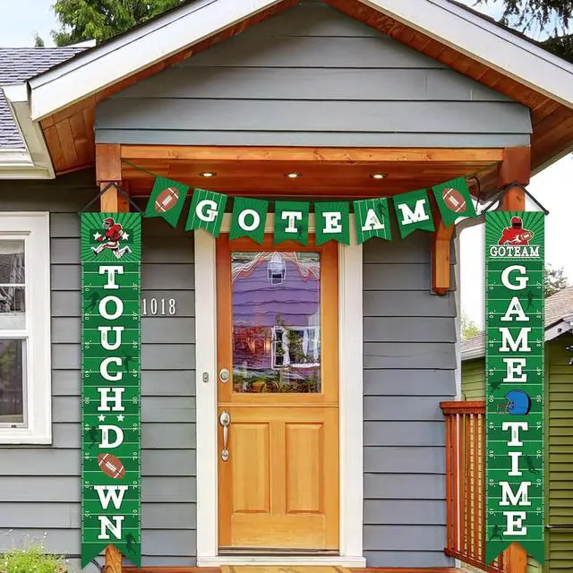 Alt view image 7 of 7 - Football Decorations Porch Sign Banner - Welcome Hanging Door Banner for Sport Theme Party Game Time Festival Party Supplies