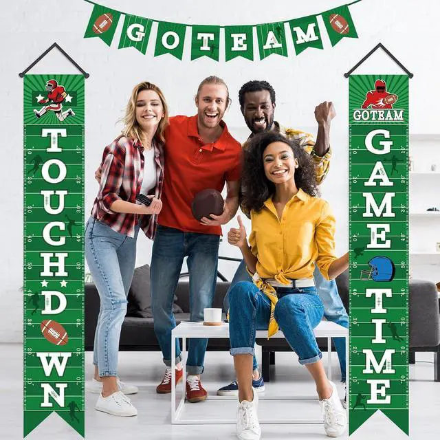 Alt view image 6 of 7 - Football Decorations Porch Sign Banner - Welcome Hanging Door Banner for Sport Theme Party Game Time Festival Party Supplies