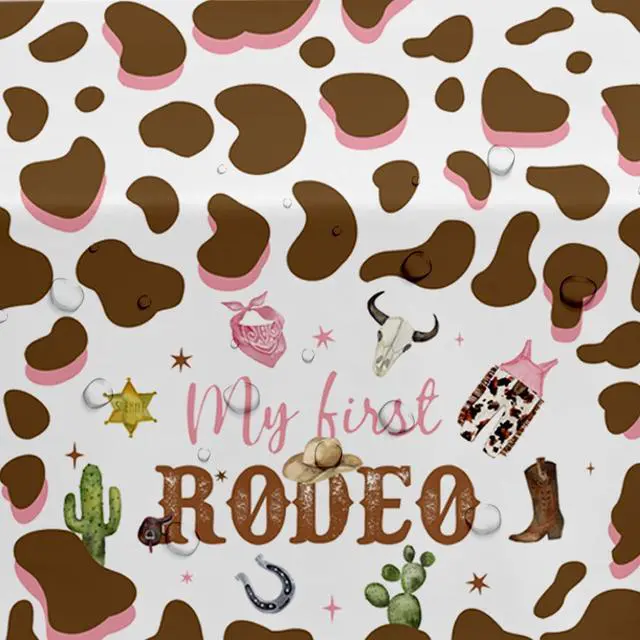 Alt view image 4 of 7 - My First Rodeo Party Supplies Girl Tablecloth - Western Cowgirl 1st Birthday Decorations Table Cover, Wild West One-Year-Old Birthday Supplies Table Cloth - 3 Pcs(54in x 108in)
