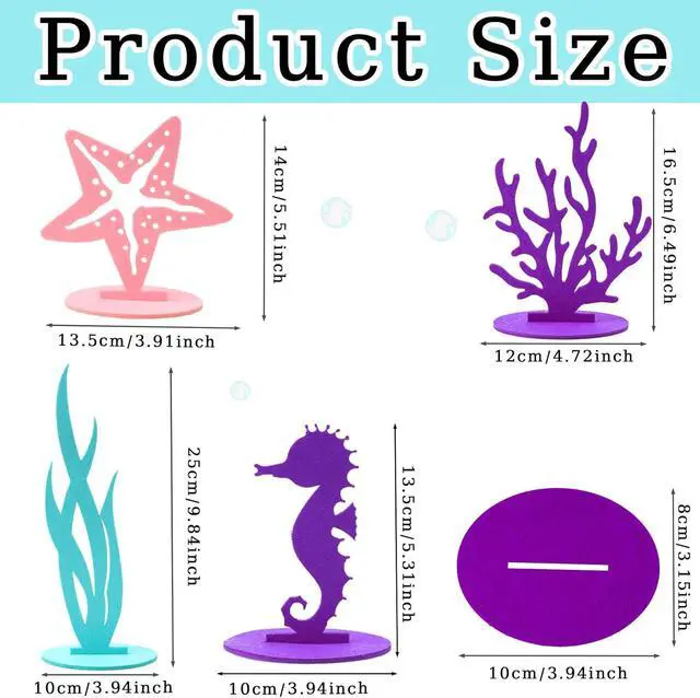 Alt view image 2 of 7 - 11PCS Mermaid Table Decorations, Mermaid Centerpieces for Tables Under the Sea Party Decorations for Mermaid Theme Birthday Decorations Baby Shower Party Supplies