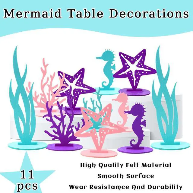 Alt view image 3 of 7 - 11PCS Mermaid Table Decorations, Mermaid Centerpieces for Tables Under the Sea Party Decorations for Mermaid Theme Birthday Decorations Baby Shower Party Supplies