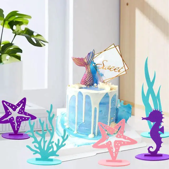 Alt view image 5 of 7 - 11PCS Mermaid Table Decorations, Mermaid Centerpieces for Tables Under the Sea Party Decorations for Mermaid Theme Birthday Decorations Baby Shower Party Supplies