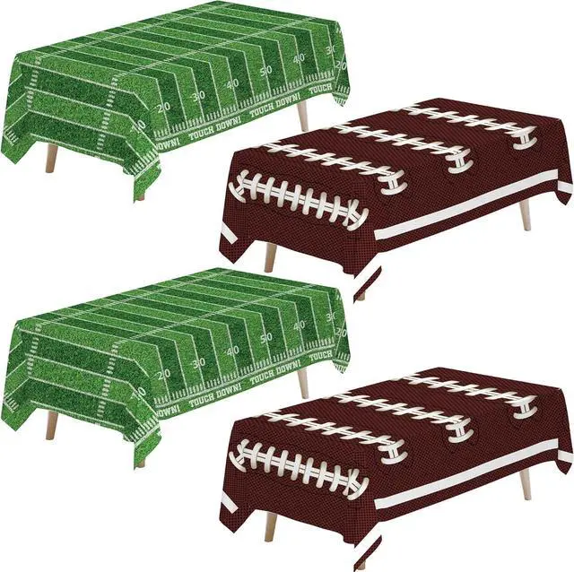 Main image of Srua Don 4 Pack Football Party Decorations Tablecloth, Football Party Supplies Table Cover, Football Table Decorations for Birthday Baby Shower Touch Down Game Day (86in x 55in)