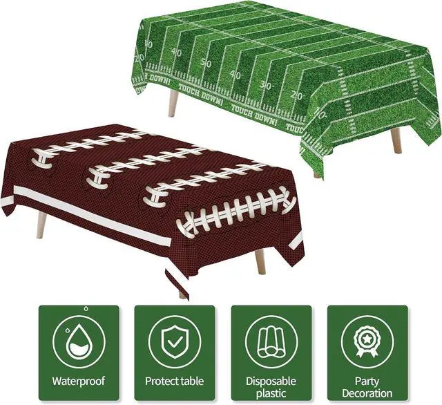 Alt view image 2 of 7 - Srua Don 4 Pack Football Party Decorations Tablecloth, Football Party Supplies Table Cover, Football Table Decorations for Birthday Baby Shower Touch Down Game Day (86in x 55in)