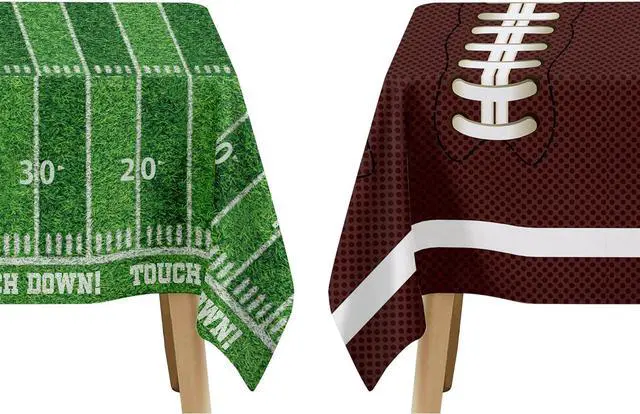 Alt view image 3 of 7 - Srua Don 4 Pack Football Party Decorations Tablecloth, Football Party Supplies Table Cover, Football Table Decorations for Birthday Baby Shower Touch Down Game Day (86in x 55in)