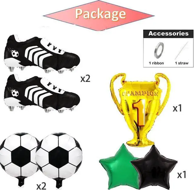 Alt view image 2 of 5 - Soccer Party Decoration Balloons, Soccer Balls, Football Sneakers, Trophy, Stars Foil Balloons For Sports Theme Party Supplies, Game Day, Kids Soccer Birthday, Team Celebrations.