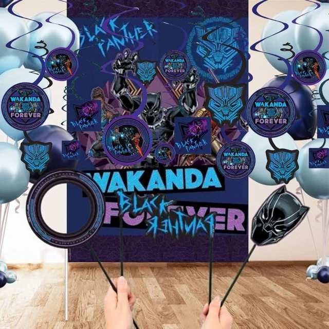 Alt view image 4 of 4 - Stunning Black Panther Wakanda Forever Spiral Hanging Decorations (Pack of 12) - Multicolor Paper - Perfect for Themed Events, Parties & Celebrations