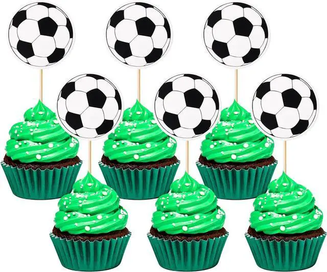 Main image of 50pcs Soccer Cupcake Toppers Party Decorations for Birthday Baby Shower Soccer Fans Men Birthday Party Favors Supplies