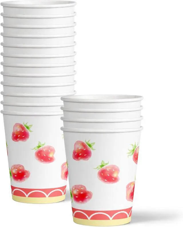 Alt view image 5 of 7 - Two Sweet Strawberry Birthday Party Supplies - 64 Piece Girls Second Birthday Tableware Set Includes Large 9" Dinner Plates and 8" Dessert Paper Plates Napkins Cups - Kit for 16