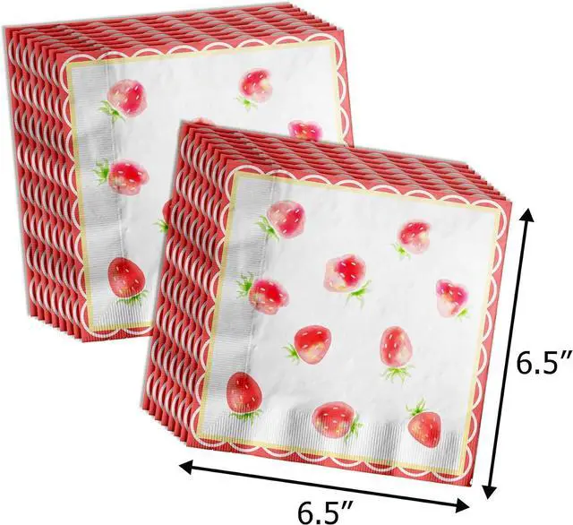 Alt view image 6 of 7 - Two Sweet Strawberry Birthday Party Supplies - 64 Piece Girls Second Birthday Tableware Set Includes Large 9" Dinner Plates and 8" Dessert Paper Plates Napkins Cups - Kit for 16