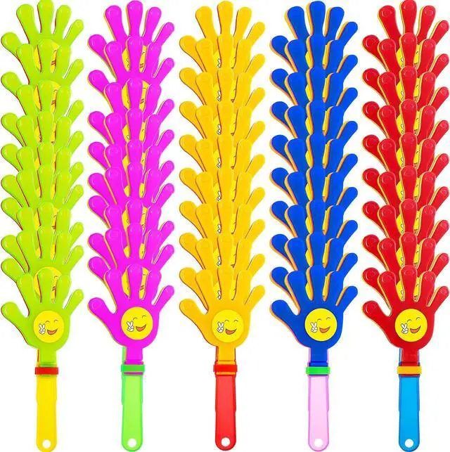 Main image of Sratte 80 Pcs Hand Clappers Plastic Noise Makers Party Favors Game Accessories Clapping Hands Noisemakers for Sporting Events Company Fiesta Party Birthday Gift Supplies (7.5 Inch, Sticker Style)