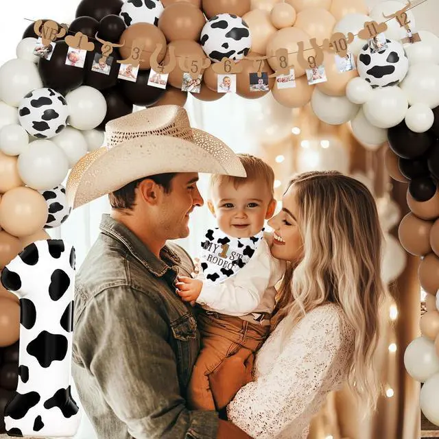 Alt view image 6 of 6 - Hombae My First Rodeo Decorations Boy 122PCs Cowboy Theme 1st Birthday Party Supplies Set with Backdrop, Balloon Garland, Banner, Tablecloth, Boxes, Poster for One Year Old Boy