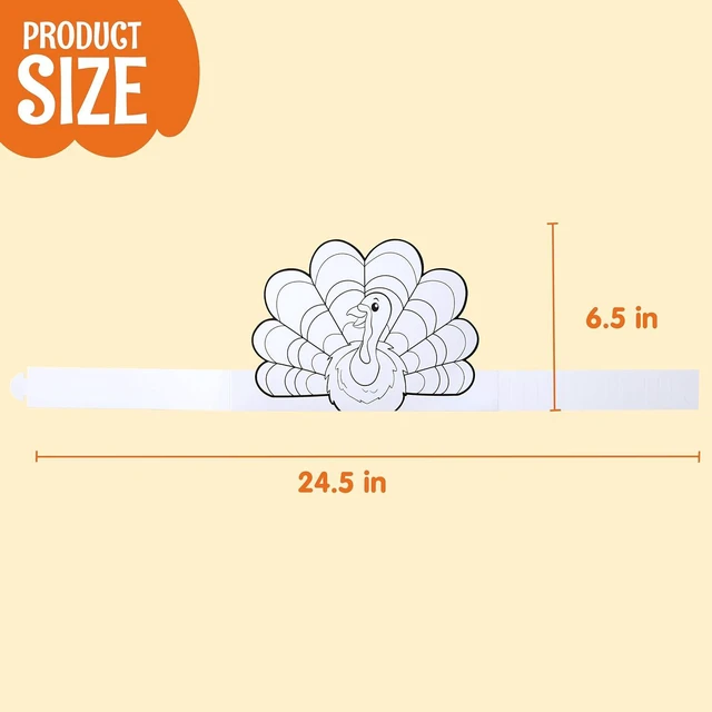 Alt view image 4 of 7 - JOYIN 24 Pcs Thanksgiving Coloring Headbands, Color Your Own Turkey Crowns Kids Craft Set for Thanksgiving Kids School Activities Class Events Party Decoration Supplies