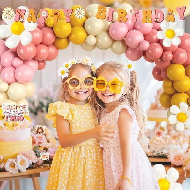 Alt view image 6 of 7 - Party Inspo Peace Out Single Digits Party Décor, 10th Birthday Decorations for Girl, Groovy Im 10 Backdrop Banner Cake Topper Number 10 Foil Balloon for Boho Ten is a Vibe Birthday Party