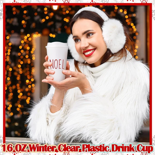 Alt view image 4 of 6 - Qinyoung 24 Pcs Hot Cocoa Reusable Coffee Cups Bulk 16 oz Christmas Coffee Mugs with Lid Plastic Tumblers Travel Gift for Xmas Drinks Chocolate Bar Party Supplies(Merry Believe Jolly Noel)