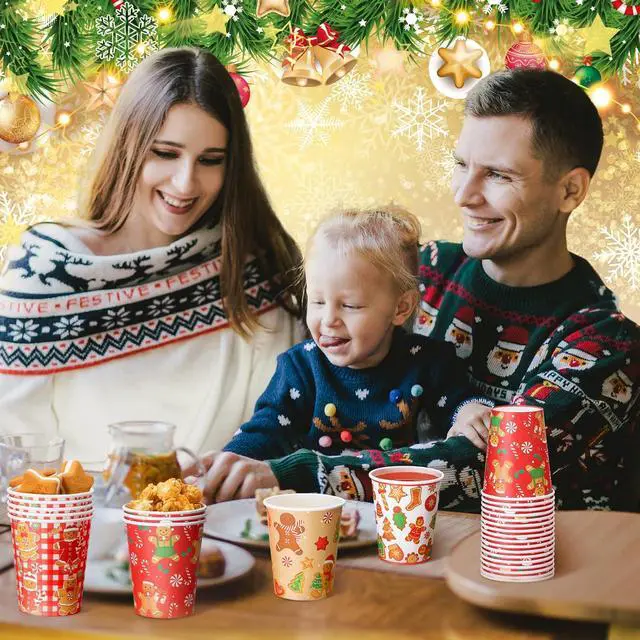 Alt view image 5 of 7 - Dandat 200 Pcs Christmas Gingerbread Paper Cups Hot Chocolate Coffee Cups 9 Ounce Red Christmas Gingerbread Disposable Paper Cup for Holiday Xmas Daily Tea Coffee Drinking