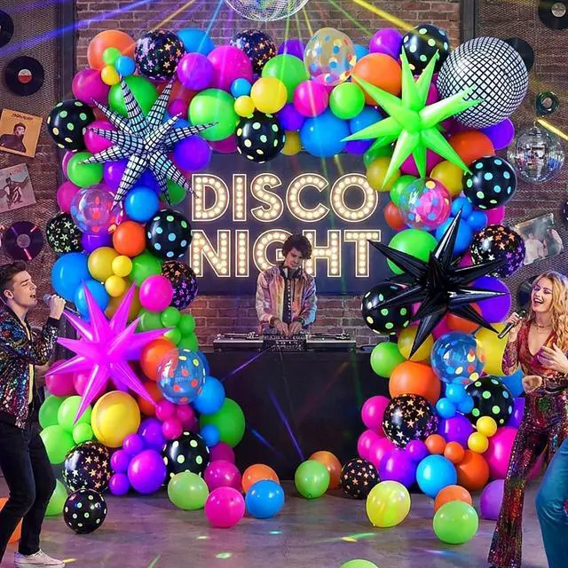 Alt view image 7 of 7 - Neon Balloons Arch Garland Kit with Yellow Hot Pink Lime Green Orange Blue Neon Balloons for Back to 80s 90s Disco Birthday Party Decorations, Let's Glow Party, Rock Roll Party Supplies