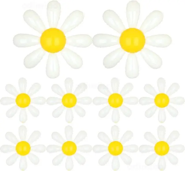 Main image of 10 Pcs Mylar Daisy Balloons White Flower Foil Balloons for Baby Shower Spring Party Decorations Groovy Boho Birthday Supplies (Medium X 2, Small X 8)