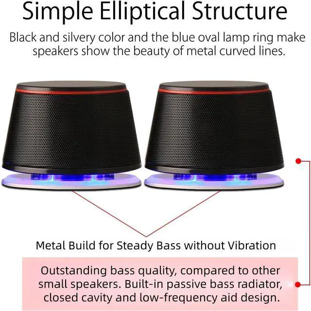 Alt view image 3 of 7 - Sanyun SW102 Computer Speakers for Desktop PC Laptop, 2.0 USB Powered