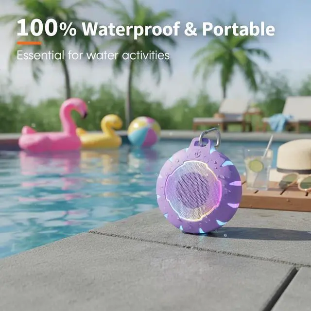 Alt view image 3 of 7 - HEYSONG Waterproof Shower Bluetooth Speaker, Durable & Portable with Clear Sound, Ideal for Shower, Pool, Beach & Kayaking Great Gift for Girls, Women & Men
