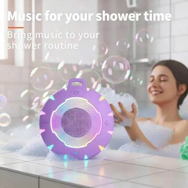 Alt view image 2 of 7 - HEYSONG Waterproof Shower Bluetooth Speaker, Durable & Portable with Clear Sound, Ideal for Shower, Pool, Beach & Kayaking Great Gift for Girls, Women & Men