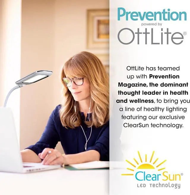 Alt view image 6 of 7 - OttLite Prevention LED Desk Lamp with Wireless Charging - Designed to Reduce Eyestrain - Adjustable Flexible Neck, 3 Color Modes & Touch Controls - Crafting, Office Work, Reading & Studying