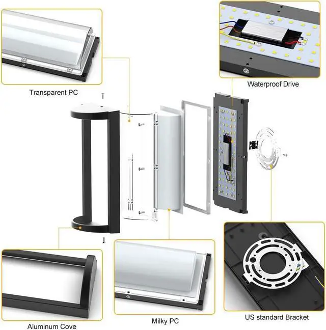 Alt view image 6 of 7 - Sytmhoe Modern Outdoor Wall Lights,Exterior Wall Sconce Lighting Fixtures,LED Wall Mounted Lamps,Matte Black Porch&Patio Light,IP65 Waterproof for Hallway Stairs Gardens(6000k)