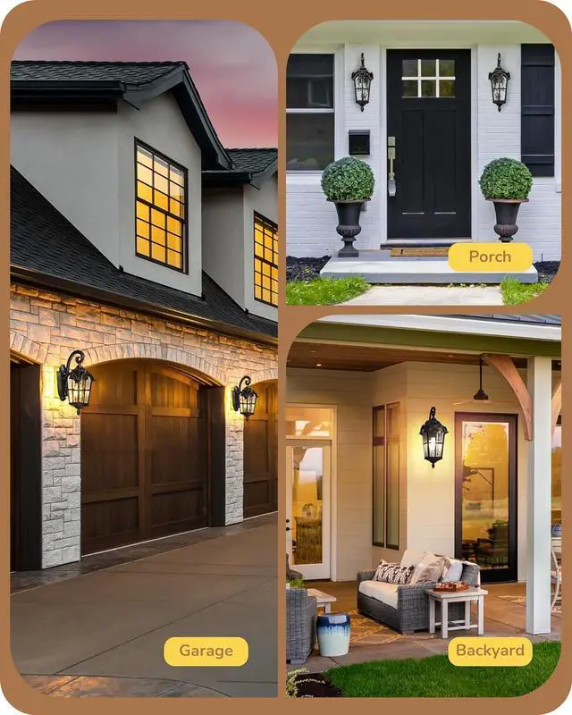 Alt view image 7 of 7 - EDISHINE Dusk to Dawn Outdoor Wall Lights, 20.4" Large Size Exterior Lantern Fixture, Porch Lights Wall Mount, Roman Wall Lamp, Waterproof Outside Wall Sconce for Front Door Garage, Black