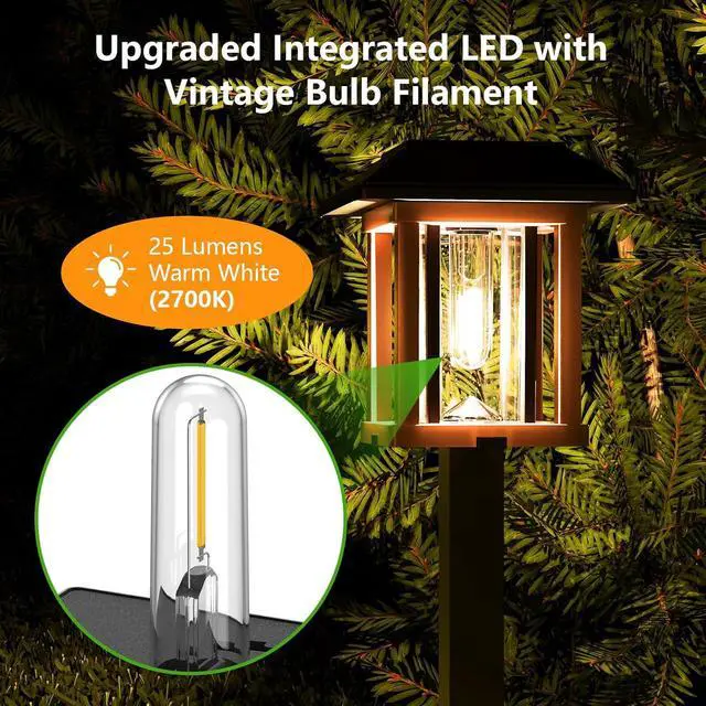Alt view image 5 of 7 - XMCOSY+ Vintage Solar Pathway Lights Outdoor 4 Pack Warm White Seeded Glass Garden Lights, Waterproof Solar Landscape Lighting for Walkway Yard Patio Driveway & Farmhouse Decor