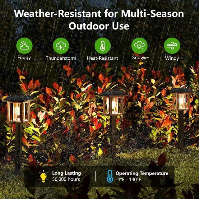 Alt view image 7 of 7 - XMCOSY+ Vintage Solar Pathway Lights Outdoor 4 Pack Warm White Seeded Glass Garden Lights, Waterproof Solar Landscape Lighting for Walkway Yard Patio Driveway & Farmhouse Decor