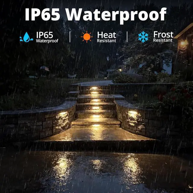 Alt view image 6 of 7 - GKOLED 8-Pack Replaceable 6.8" LED Hardscape Lights, Low Voltage Retaining Wall Lights, Paver Wall Hardscape Lighting, Outdoor Landscape Step Lights, 12VAC/DC 1.5W 2700K, Die-cast Aluminum Housing
