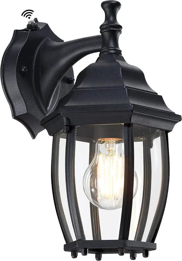Main image of LIT-PaTH Dusk to Dawn Outdoor Wall Lantern, Wall Sconce as Porch Lighting Fixture with E26 Medium Base Max 60W, Aluminum Housing with Glass Shade, Matte Black Finish