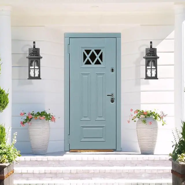 Alt view image 5 of 7 - Darkaway Outdoor Wall Light Exterior Light Fixture with Water Ripple Glass, Aluminum Outside Lights Sconces Exterior Lighting for House Porch Patio Doorway Garage