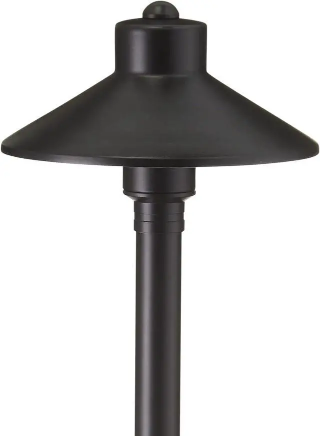 Main image of VOLT Flat Hat 12V Black Brass Path Light (7" Shade, 24" Tall) for Low Voltage Landscape Lighting on Outdoor Pathway, Walkway, Garden, Driveway or Patio