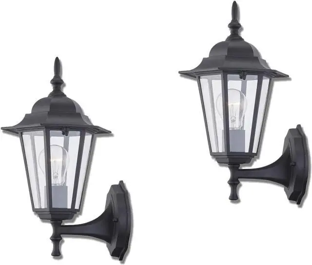 Main image of WISBEAM 2 Pack Outdoor Wall Light, Black Wall Sconce for House Porch Lighting Fixture, E26 Base 60W Max, Metal Housing Plus Glass, Wet Location Rated, ETL Qualified, Bulbs not Included
