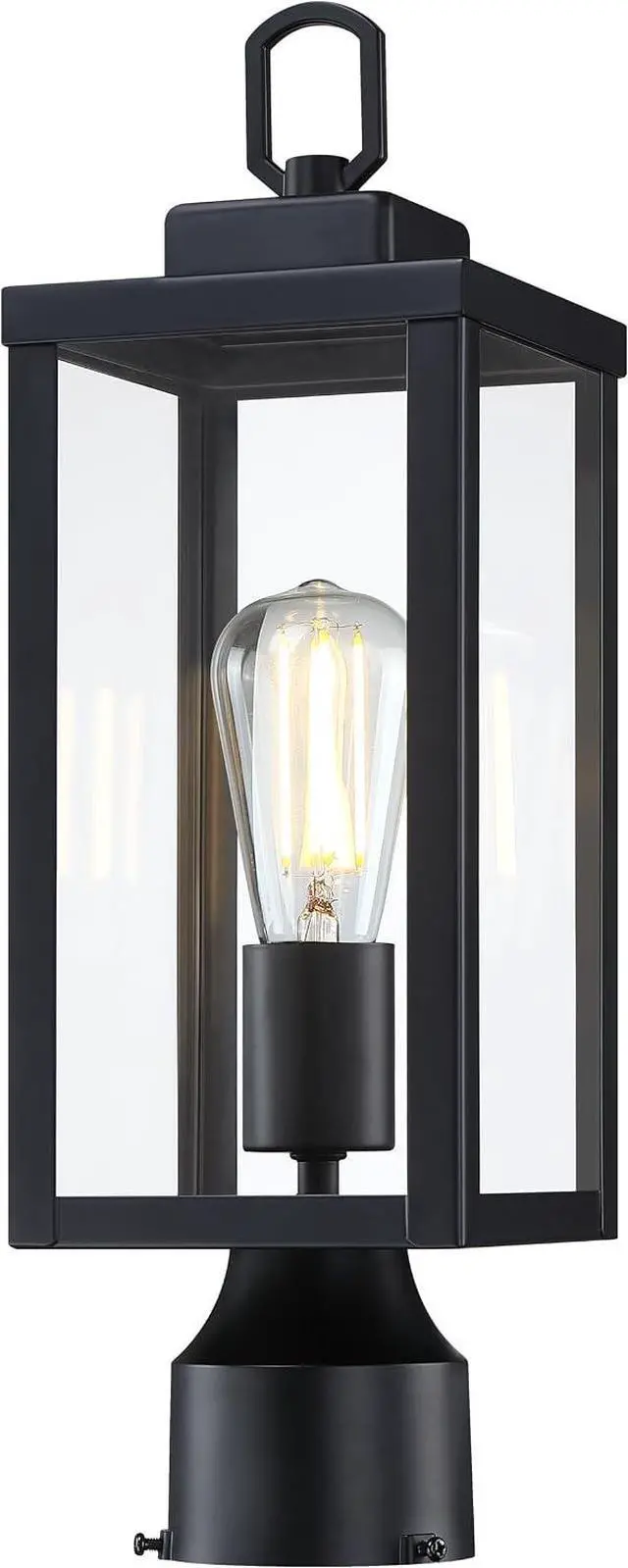Main image of GRUENLICH Outdoor Post Lighting Fixture Pole Lantern, E26 Medium Base Max 60W, Metal Housing Plus Glass, Matte Black Finish, Bulb Not Included, 1 Pack
