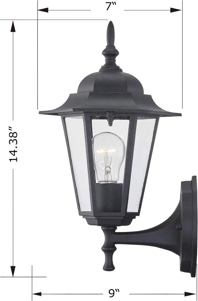 Alt view image 4 of 7 - WISBEAM 2 Pack Outdoor Wall Light, Black Wall Sconce for House Porch Lighting Fixture, E26 Base 60W Max, Metal Housing Plus Glass, Wet Location Rated, ETL Qualified, Bulbs not Included