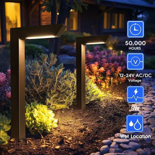 Alt view image 6 of 7 - Energetic 3CCT Low Voltage Landscape Lights, 5W 200LM IP65 Waterproof LED Pathway Lights, 50000 Hrs, Outdoor Landscape Lighting, Square Modern Side Lit, Die-cast Aluminum Housing, ETL Listed, 6 Pack