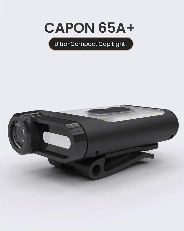 Alt view image 2 of 7 - Claymore Capon 65A+ Black Ultra-Light Clip-On Cap Light USB-C Rechargeable 230LM LED Compact Headlamp | 3 Modes IP54 Water-Resistant Up to 19 Hrs Runtime for Camping, Running, Outdoor