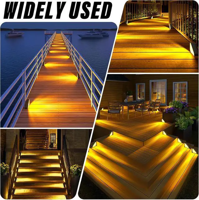Alt view image 2 of 7 - ROSHWEY Solar Step Lights Outdoor Waterproof, 8 Pack Triangle Solar Stair Lights for Outside, LED Deck Light Outdoor Decor Lighting for Patio Porch Backyard, Warm White
