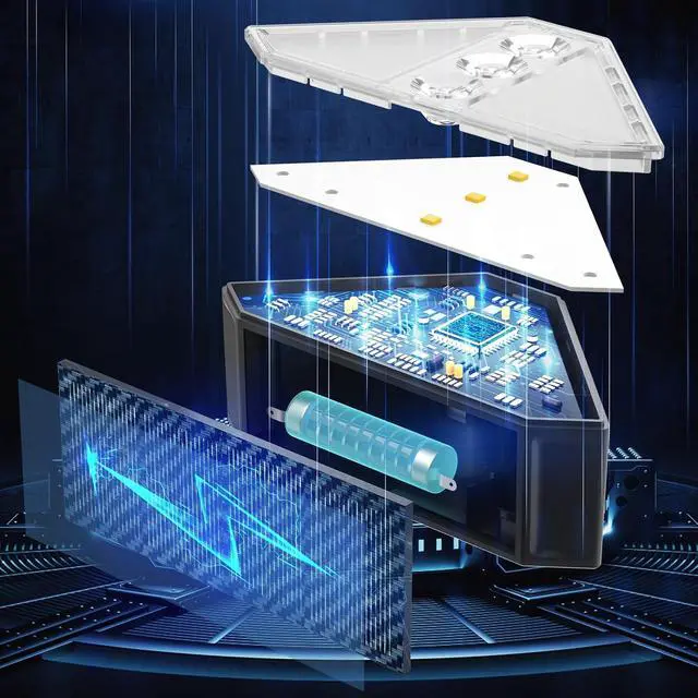 Alt view image 3 of 7 - ROSHWEY Solar Step Lights Outdoor Waterproof, 8 Pack Triangle Solar Stair Lights for Outside, LED Deck Light Outdoor Decor Lighting for Patio Porch Backyard, Warm White