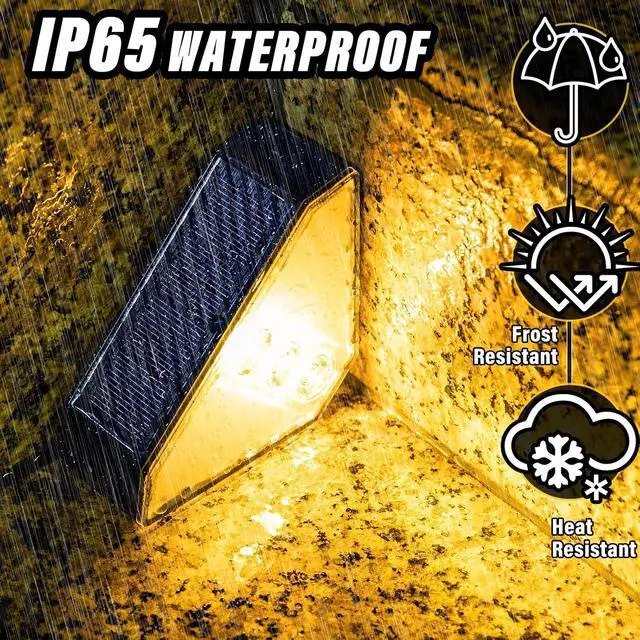 Alt view image 7 of 7 - ROSHWEY Solar Step Lights Outdoor Waterproof, 8 Pack Triangle Solar Stair Lights for Outside, LED Deck Light Outdoor Decor Lighting for Patio Porch Backyard, Warm White