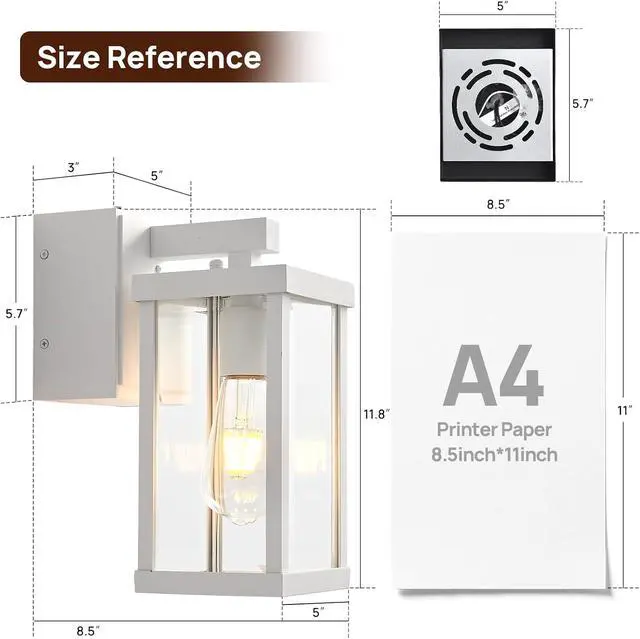 Alt view image 2 of 7 - Porch Lights with GFCI Outlets Dusk to Dawn Outdoor Wall Lights Waterproof Exterior Lighting Fixtures Modern Outside Lights Wall Mount for House Patio Garage,White,11.8''H, 2 PC