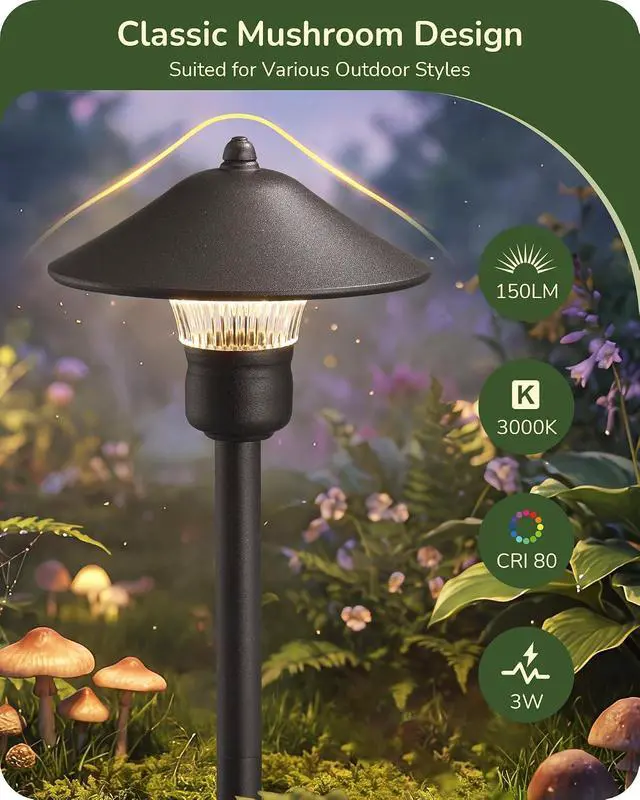 Alt view image 2 of 7 - EDISHINE Low Voltage Pathway Lights, 3W 150 LM 3000K 16.5 Tall LED Landscape Lights, 12V AC/DC 50,000Hrs Waterproof Aluminum Housing Outdoor Landscape Lighting for Path, Yard, Garden