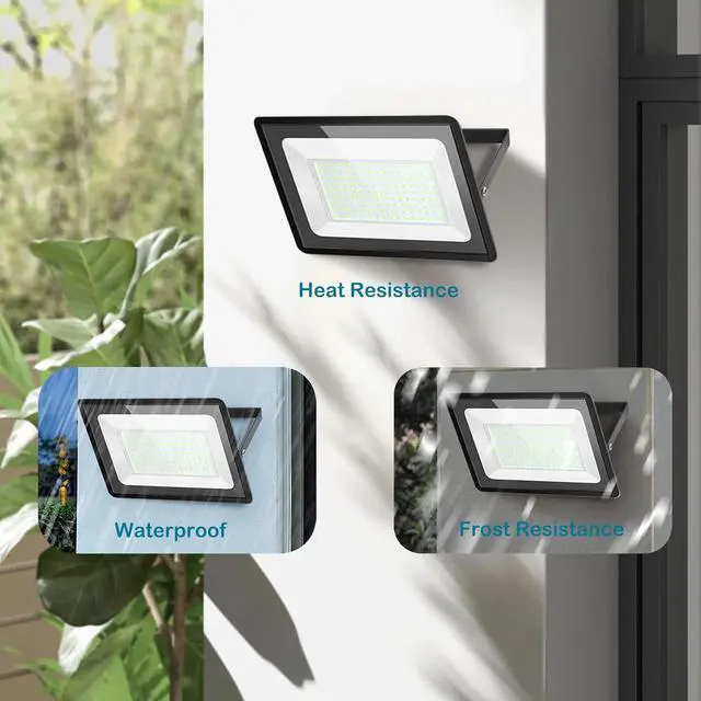 Alt view image 5 of 7 - 200W LED Flood Lights 3 Pack, Outdoor IP66 Waterproof, 24000LM Bright Security Light, Outside Lamp, Exterior Floodlights Lighting for Garage, Garden, Stadium, Yard, Arena