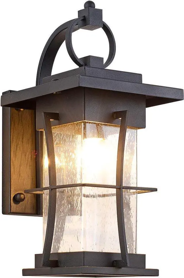 Main image of Outdoor Wall Sconces Light Fixtures Exterior Wall Lantern Outside House Lamps Waterproof Black Metal with Clear Seeded Glass, Perfect for Exterior Porch Patio House