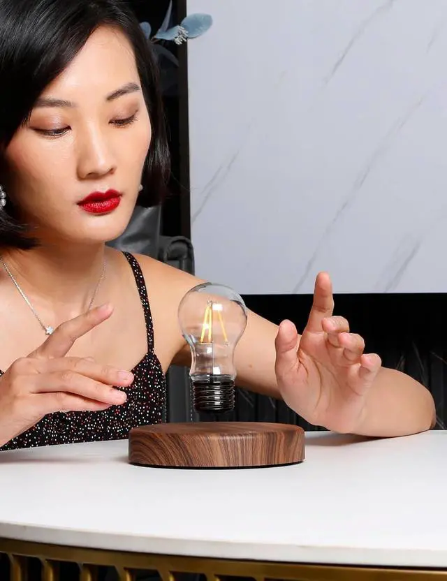 Alt view image 4 of 7 - MOOCCI Levitating Bulb Lamp, Magnetic Floating Night Light & Desk Decor, Unique Valentines Day Gift for Her and Him, Cool Tech Gadget for Home Office, Christmas Birthday Present (Round-Classic Bulb)