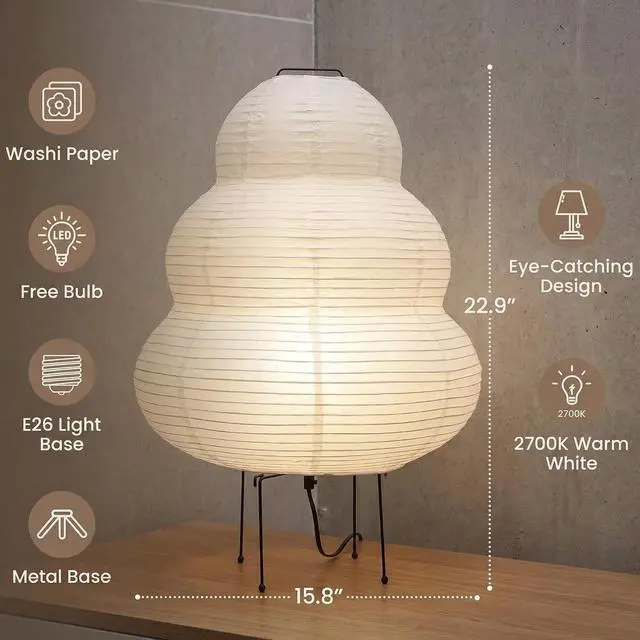 Alt view image 4 of 7 - Akari Noguchi Rice Paper Lamp Japanese Paper Lantern Lamp Japanese Japandi Floor/Table Lamp for Soft Ambient Lighting (Akari)
