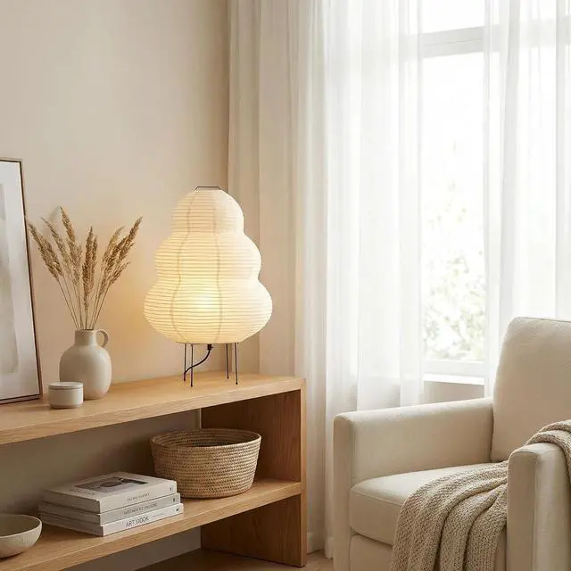 Alt view image 6 of 7 - Akari Noguchi Rice Paper Lamp Japanese Paper Lantern Lamp Japanese Japandi Floor/Table Lamp for Soft Ambient Lighting (Akari)